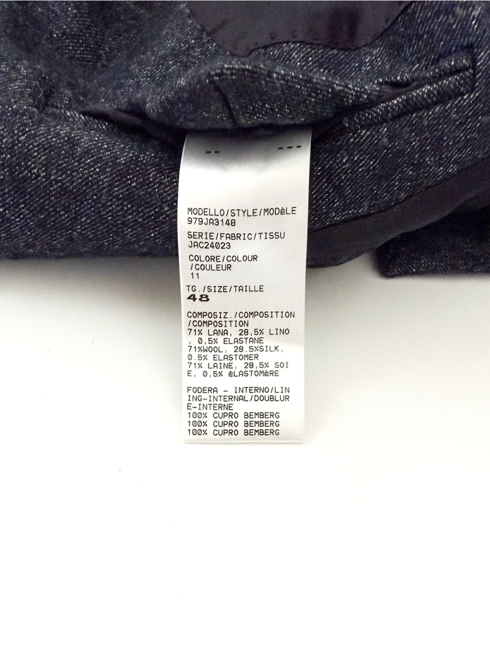 Eleventy Navy Silk Wool-Blend Two-Button Sport Coat Blazer Navy Textured 38R - Picture 16 of 16